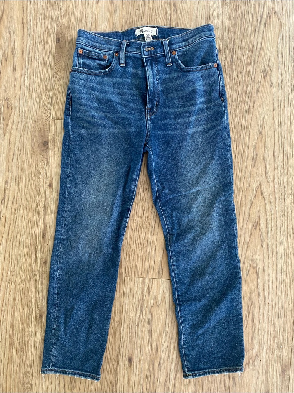 Madewell Slim Straight Jeans in Dark Blue Wash